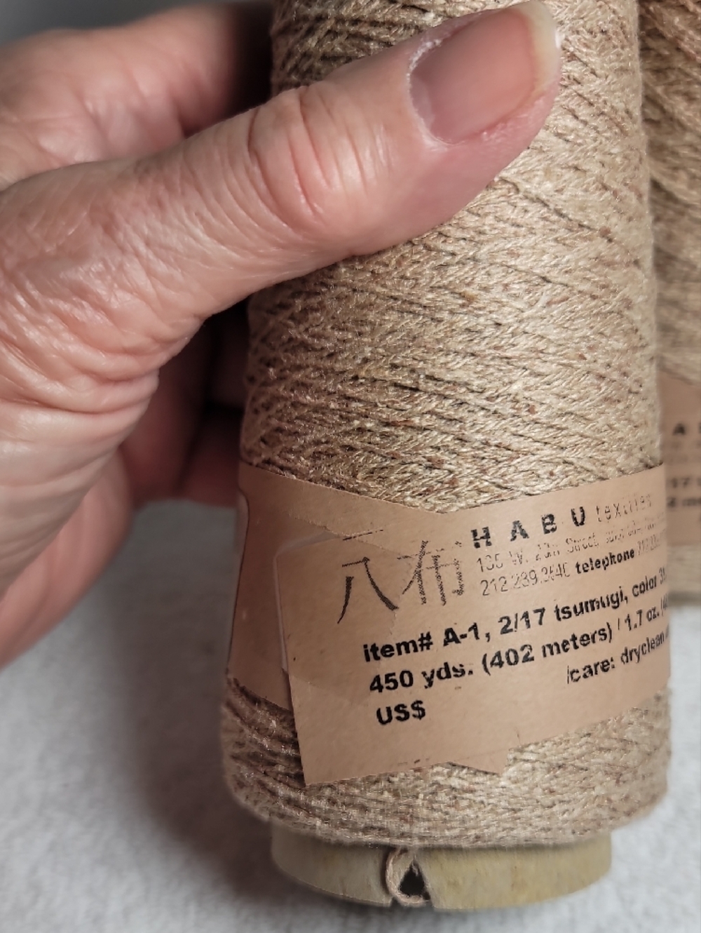 HABU Textiles  100% Silk Natural Beige Twine 4 Cones - - Picture 2 of 5